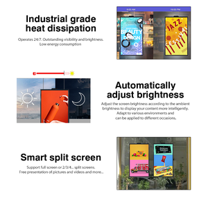 Taille personnalisée 32-65 pouces debout au sol suspendu 3500 lentes contrôle sans fil ultra mince écran Lcd face à la fenêtre pour magasin d'affaires - Product Image 5