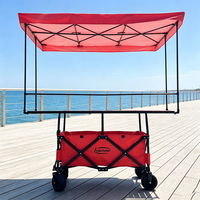 Chariot de marché pliable robuste avec auvent pare-soleil, grande capacité, chariot de vente ambulante pour l'extérieur et le camping