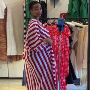 <span class=keywords><strong>Abito</strong></span> <span class=keywords><strong>Lungo</strong></span> Casual da Donna <span class=keywords><strong>con</strong></span> Scollo <span class=keywords><strong>a</strong></span> V <span class=keywords><strong>a</strong></span> Righe e <span class=keywords><strong>Maniche</strong></span> <span class=keywords><strong>a</strong></span> <span class=keywords><strong>Pipistrello</strong></span>, Stile Africano, Nuova Collezione Primavera 2026, per il Mercato Europeo e Americano - Product Image 2