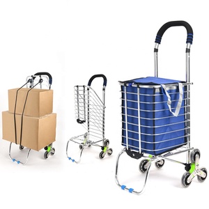 JieLai Escalier pliant Escalier chariots d'épicerie sur <span class=keywords><strong>6</strong></span> <span class=keywords><strong>roues</strong></span> Chariot portable <span class=keywords><strong>à</strong></span> double usage - Product Image 4