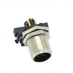 Conector Industrial M12 A Codificado de 5 Pines, Hembra y Macho, Angulado, Montaje Trasero en PCB, Contacto Curvo, Macho, Rosca, Metal - Product Image 3