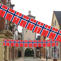 Vente en gros de guirlandes de drapeaux en polyester écologiques de 5,5 x 8 pouces, style Norvège, pour la décoration intérieure et extérieure (20 pièces/ensemble)