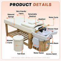 Lit de lavage de cheveux pour salon de beauté, lit de shampooing pour thérapie capillaire, circulation d'eau électrique, massage thaïlandais en bois, lit de shampooing pour spa capillaire