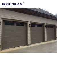 Portes de garage en aluminium de style Bridgeport personnalisées Rogenilan avec fenêtres en plexiglas supérieures porte coulissante de cour sur rail