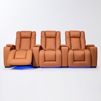 Fauteuils de cinéma modernes de luxe en cuir véritable avec fonction de relaxation électrique, porte-gobelets rafraîchissant, éclairage LED et port USB