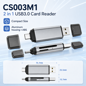 Lecteur de cartes externe USB-C et USB-A double interface 2-en-1 avec prise en charge <span class=keywords><strong>SD</strong></span>/TF/3.0 à 5 Gbit/s, boîtier en aluminium, 2 emplacements pour cartes - Product Image 4