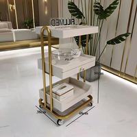 Chariot de Luxe Original Haut de Gamme pour Salon de Beauté, Chariot de Gestion des Soins Cutanés avec Étagère de Rangement en Bois, Chariot à Outils en Métal et Plastique
