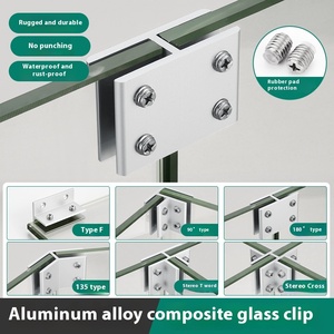 Hợp kim nhôm kính Clip Khung kẽm hợp kim hình chữ nhật kính chủ phụ kiện phần cứng với laminar clip cho kệ sửa chữa - Product Image 5