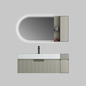 Meuble-lavabo en contreplaqué pour salle de bain avec vasque en céramique, combinaison simple et élégante avec miroir et armoire de salle de bain - Product Image 4