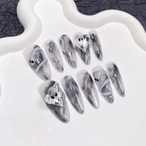 <span class=keywords><strong>Uñas</strong></span> Postizas Hechas a Mano al por Mayor, <span class=keywords><strong>Uñas</strong></span> Acrílicas Cortas Cuadradas <span class=keywords><strong>con</strong></span> <span class=keywords><strong>Flores</strong></span> 3D Talladas y <span class=keywords><strong>Pintadas</strong></span> a Mano - Product Image 2