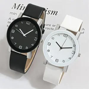 WJ-11003 2023 new designs simple black white couple leather watches lover wrist luxury quartz watches