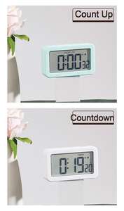 Digitale wekker naast het bed - Op batterijen werkende klok met <span class=keywords><strong>LCD</strong></span>-<span class=keywords><strong>display</strong></span>, volume-instelbaar, snooze-modus voor slaapkamer, kantoor, bureau, reizen - Product Image 5