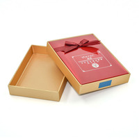 Boîte cadeau rigide personnalisée écologique rouge et or avec nœud en satin, couvercle haut de gamme, biodégradable et recyclable pour cosmétiques/mariages/festivals