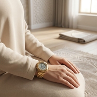 Montre de prière musulmane ALFATIHA WR-02 TTGW en alliage d'aluminium pour hommes avec fonction Qibla et Azan