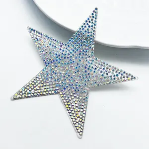 Kristal AB cam demir on yıldız şekli yapay elmas motifleri demir on elmas Trim aplike Sticker giysi çanta şapka dekorasyon için