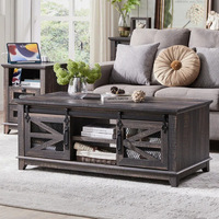 Table basse de style farmhouse personnalisable avec porte coulissante, grand espace de rangement, best-seller transfrontalier, mobilier de salon