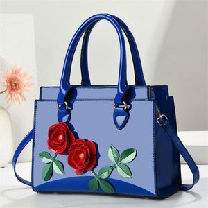 Luxury Rose Flower Leather Tote Handbags High Quality Shoulder Strap Portable Reusable Water Resistant Zipper Closure Polyester - Product Image 4