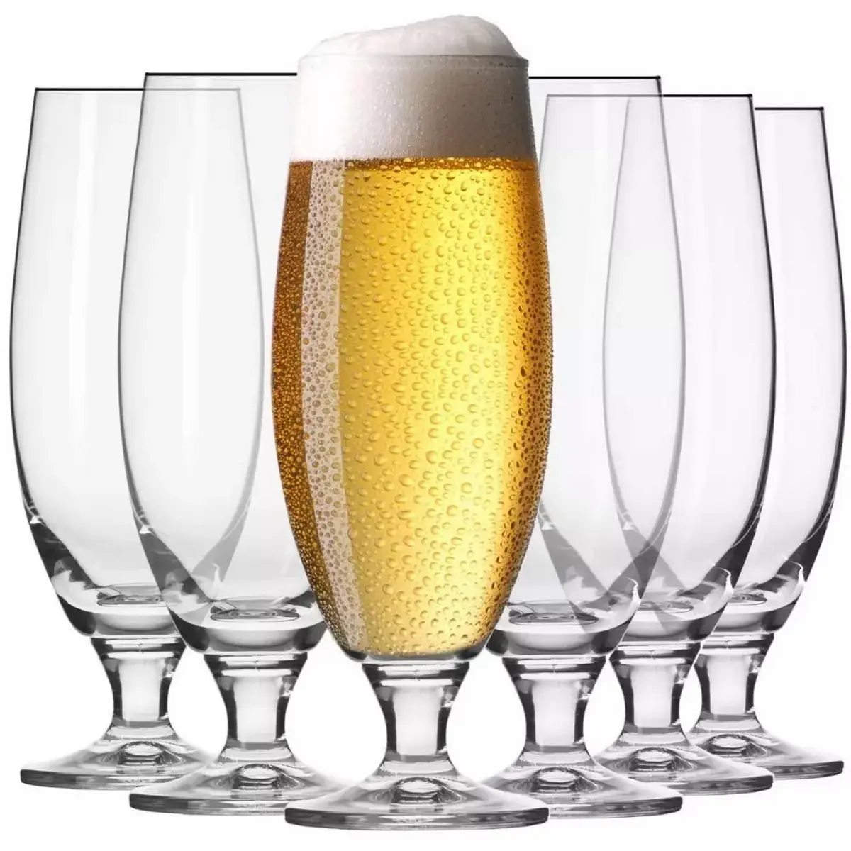 Verres à bière blancs avec tige Set-Collection 6 pièces-Capacité 16.9oz (500ml)-Verres à pied-Vente en gros B2B-Krosno Glass
