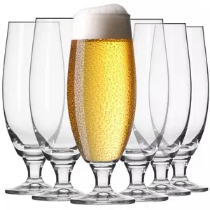 White Beer Glasses With Stem Set - 6-Piece Collection - 16.9oz 500ml Capacity - Stemware - B2B Wholesale Offer - Krosno Glass