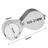 Reading Jewelers' Loupe High Quality Foldable Magnifying Glass with 2 LED Lights Metal Frame Acrylic Lens 21mm