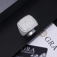 Bague Chevalière Carrée en Argent Sterling 925, Entièrement Pavée de Moissanite VVS, Style Hip Hop, Bijou Tendance, Bagues Turques pour Hommes