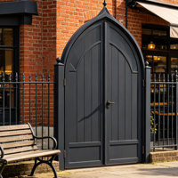 Portail d'entrée double en fer forgé baroque de luxe, anti-rouille, ornemental, compatible avec les villas et cours.