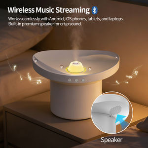 Humidificador de Aire con Vapor Frío, Altavoz, Luz Nocturna LED, Diseño Decorativo con Gotas de <span class=keywords><strong>Agua</strong></span> en Movimiento y Hoja de Loto, Humidificador con Ruido Blanco - Product Image 5