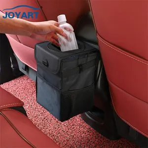 Foldable Leakproof Vehicle Headrest Hanging Trash Can Car Trash Can With Leather Lid Car Trash Bin Hanging Vehicle Garbage