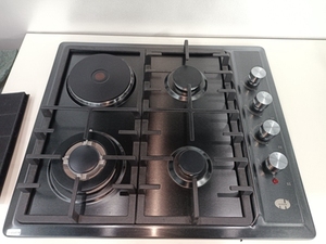 Cuisinière encastrable professionnelle à gaz 4 brûleurs en acier inoxydable et fonte émaillée avec protection anti-extinction de flamme - Product Image 3