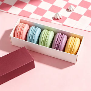 Cajas de Embalaje de Cartón Rectangulares Personalizadas de Alta Calidad para Macarons, Caja de Regalo con Cajón para Galletas Francesas/Panadería - Product Image 3