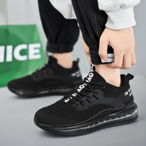 Chaussures de course à coussin d'air pour hommes, respirantes, en maille tissée, à lacets, absorbant les chocs, baskets d'entraînement athlétique - Product Image 4
