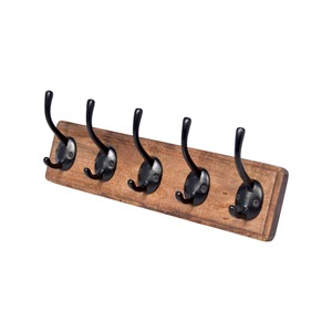 Multi-functional 5 <b>Key</b> <b>Hanger</b> Wall Mounted Black Metal with Wooden Based Home Storage Wall Hanging Stand with Cheap Price - Product Image 2