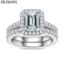 Bague en argent sterling 925 avec diamant moissanite, design moderne, pour maman, plaquée or véritable 18 carats, brevet MST, par MuShan Designer Jewelry