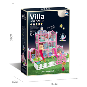 Set di Costruzione Fai-da-Te per Casa delle Bambole a Forma di Castello, 215 Pezzi, 3 Piani, 8 Stanze - Product Image 3