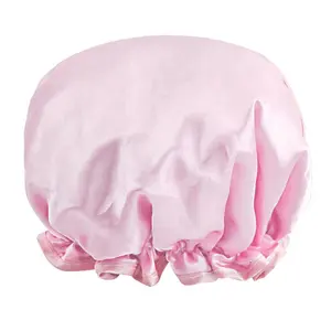 Chapeau de douche imperméable personnalisé de haute qualité Satin double bain chapeau multicolore chapeau de douche avec élastique