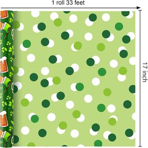 St Patricks Day Reversible <b>Wrapping</b> <b>Paper</b> Roll 17 In X 32.8 Ft Green Shamrocks Horseshoe Gift Craft Decor - Product Image 3