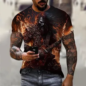 Nouveauté personnalisé Joker et guitare T-shirt pour hommes motif Hip Hop Fitness à manches courtes imprimé à <span class=keywords><strong>la</strong></span> mode T-Shirt à manches courtes XS-6XL OEM - Product Image 3