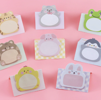 Blocs-notes autocollants mignons en forme de chat, aspect esthétique, notes adhésives en forme de dessin animé