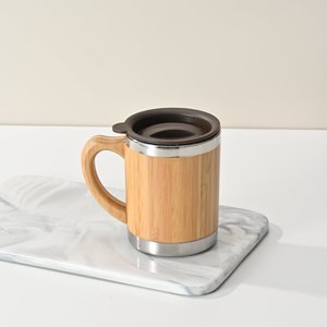 Biểu Tượng Tùy Chỉnh 450Ml Cách Điện 304 Thép Không Gỉ Du Lịch Cốc Cốc Tre Bên Ngoài Cho Cắm Trại - Product Image 5