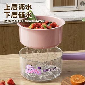 Égouttoir à légumes double couche en PETPP de qualité alimentaire avec poignée pour le rangement des fruits et légumes dans la cuisine - Product Image 3