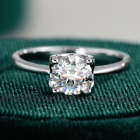 Bagues Solitaires en Moissanite VVS Taille Ronde de 0,5 à 3 Carats en Argent S925 pour Femme, Bijoux de Fiançailles et de Mariage