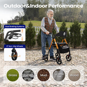 プレミアム4輪アップライトウォーカーアームレスト調整可能シートとブレーキ軽量モビリティエイド高齢者向け - Product Image 5