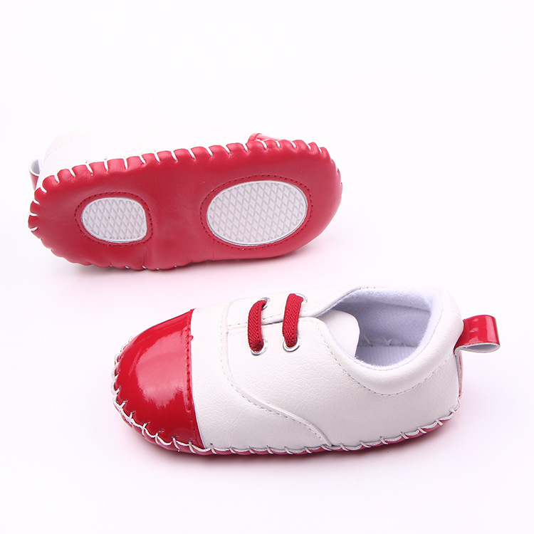 0-1 year old PU hand-stitched toe and circle bottom toddler shoes