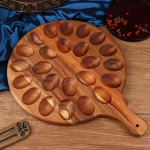 Planche à servir en bois d'acacia avec poignée, <span class=keywords><strong>plateau</strong></span> à fruits de mer à 24 trous - Product Image 1