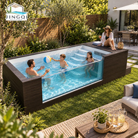 Piscine Conteneurisée Moderne en Fibre de Verre pour Hôtels et Jardins, Jacuzzi Spa Extérieur avec Cascade, Conception Personnalisée, 20ft 40ft