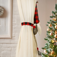 Attache-rideau de Noël en gros, motif poupée couple, à carreaux rouge et noir, avec chapeau, sans visage, pour décorer la fenêtre et créer une ambiance festive