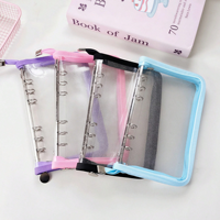 Carpeta Portadocumentos A6/A5 con Cubierta Brillante de PVC Suave, 6 Anillas, Estilo Moderno, Transparente, con Cierre, para Archivar, Planificador