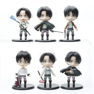 Tokoh aksi 6 bagian/Set 10cm, karakter kartun lucu Attack On Titan Anime Pvc Figure