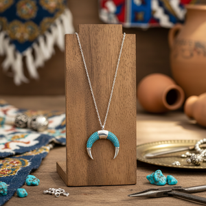 Corne Design Nano Turquoise Zircon Pierre Forme Pendentif Turc À La Main En Gros 925 Bijoux En Argent Sterling - Product Image 3