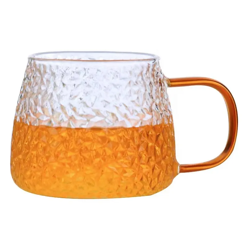 Taza de té de vidrio con martillo, vaso de té de vidrio de alto borosilicato con forma y logotipo personalizado al mejor precio, gran oferta